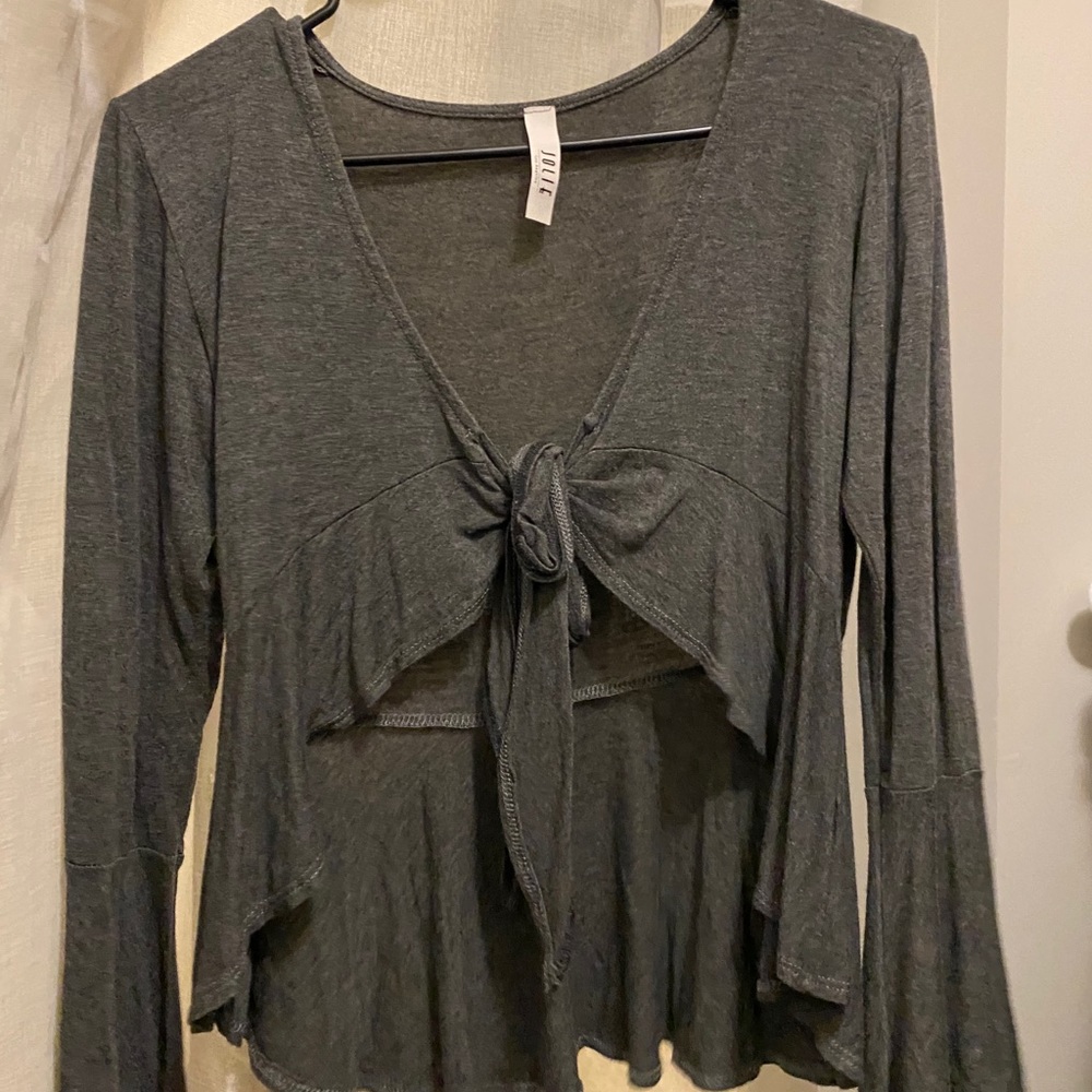 Gray tie top